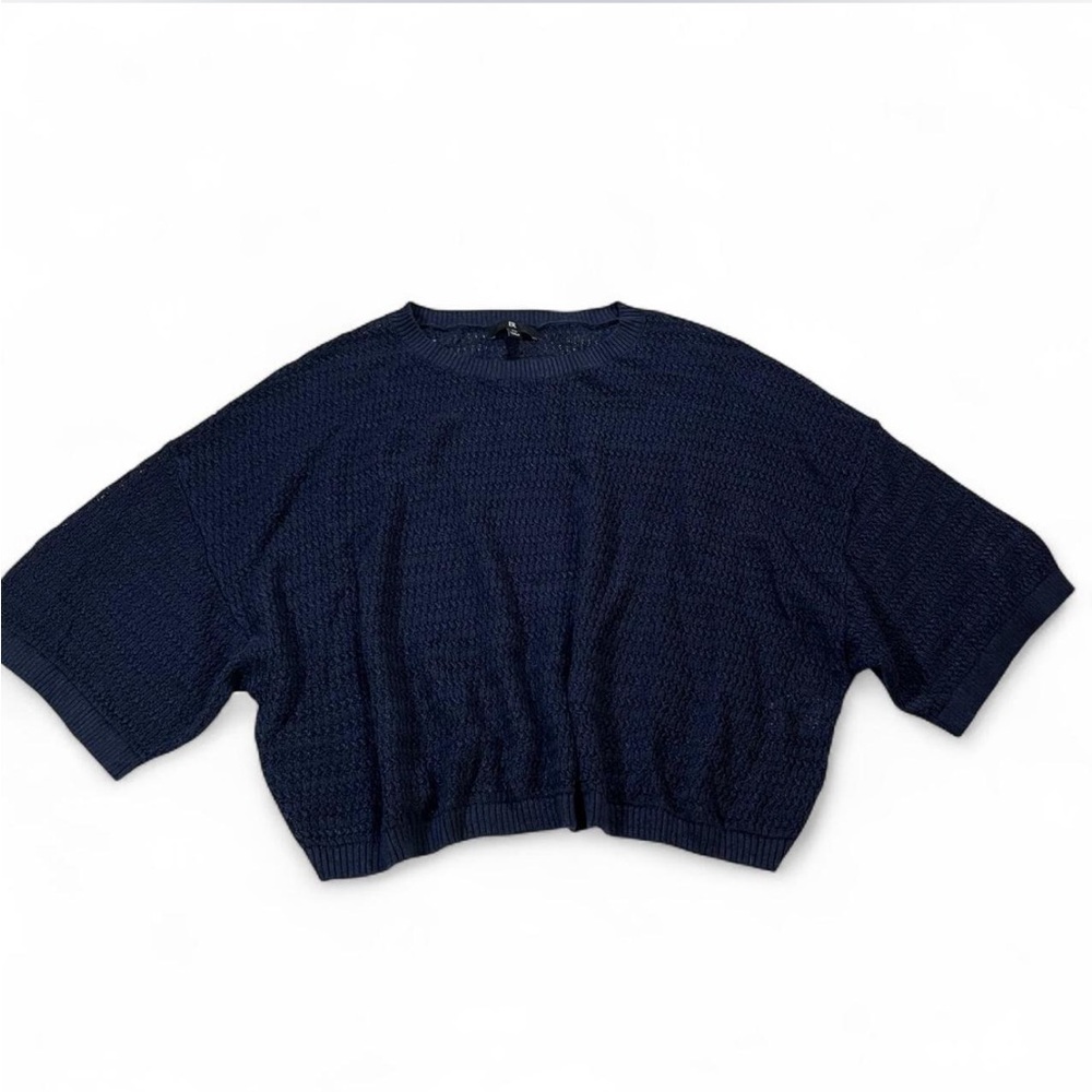 Banana Republic Navy Knit Short-Sleeve Sweater